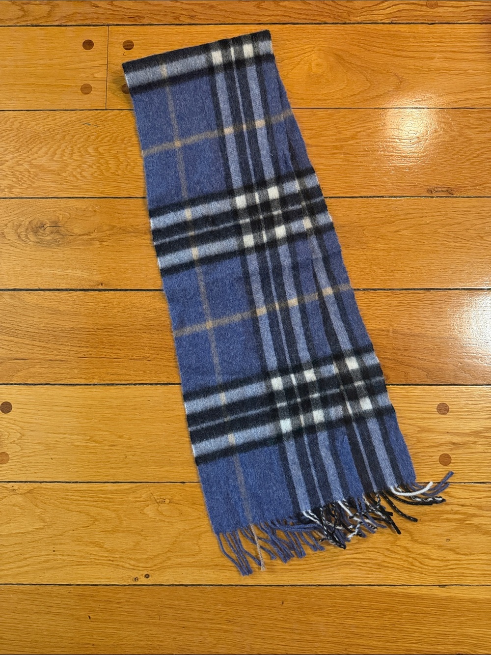 Blue Plaid Fringe Scarf - Women
